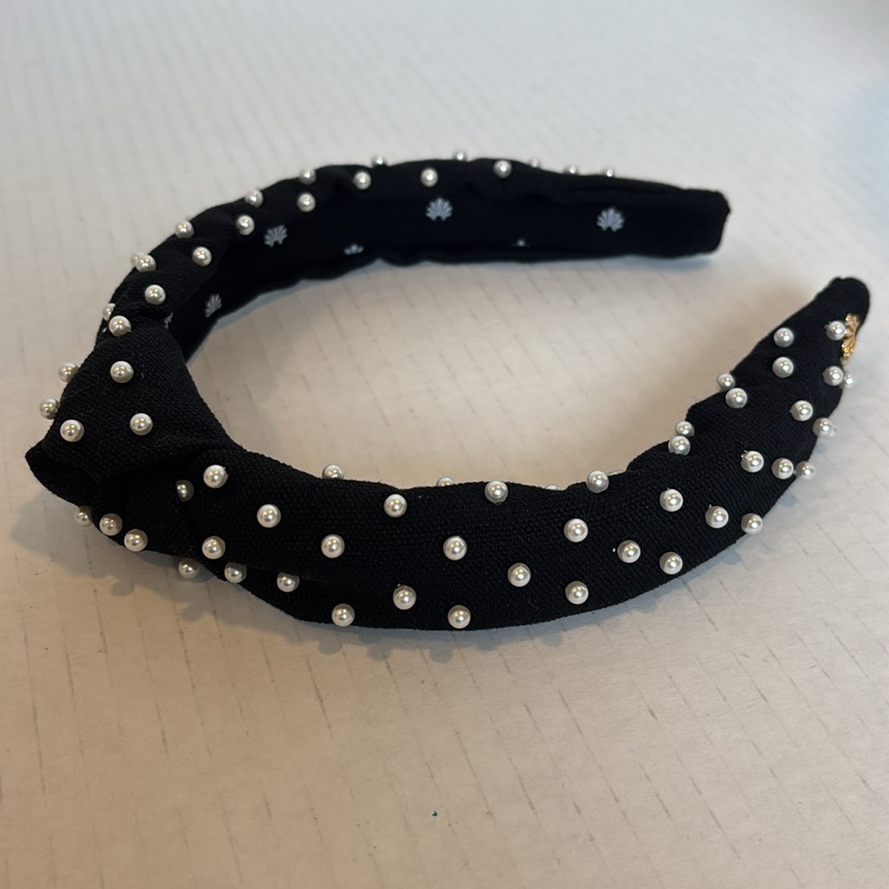 Lele Sadoughi Black Headband with Pearls